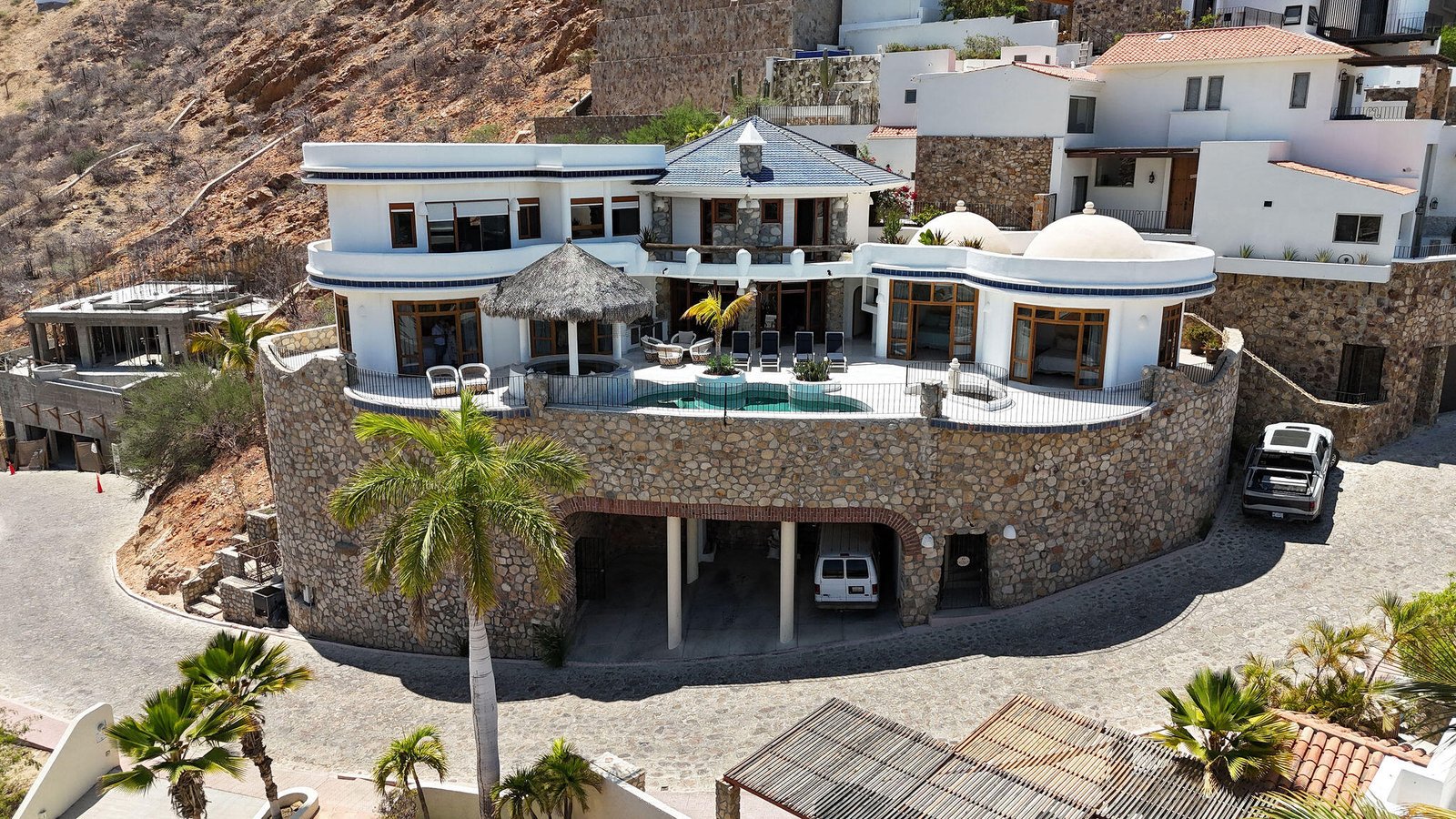 Cabo San Lucas Pedregal Csl Commandingly positioned in the exclusive enclave of Pedregal, Casa El Castillo offers rare walkable proximity to downtown alongside total hillside privacy. This 6-bedroom, 7.5-bathroom architectural estate--originally built by fitness icon Ray Wilson--was masterfully oriented to maximize its vantage point. The result is a breathtaking, unobstructed panorama spanning the Cabo San Lucas Marina, vibrant city lights, and dramatic – 175 Camino Grande, Cabo San Lucas, BS